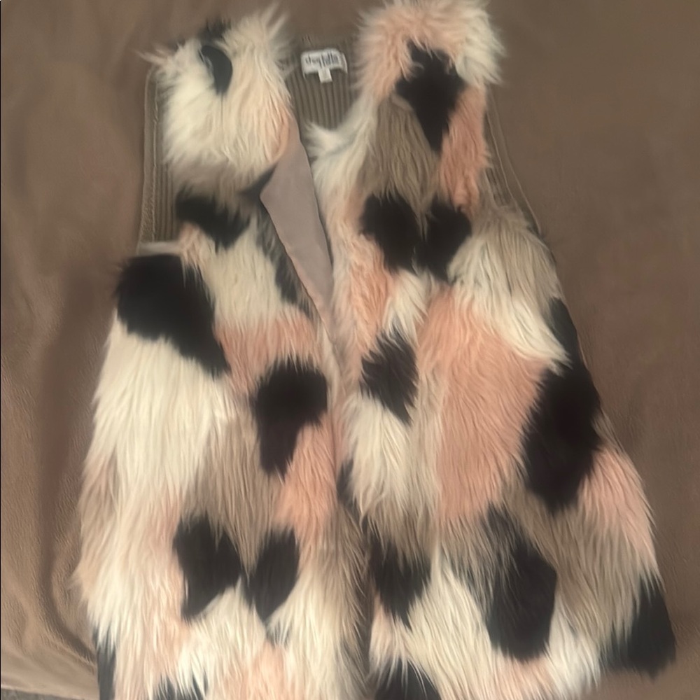 Chic Faux Fur Vest in Black, White, and Tan